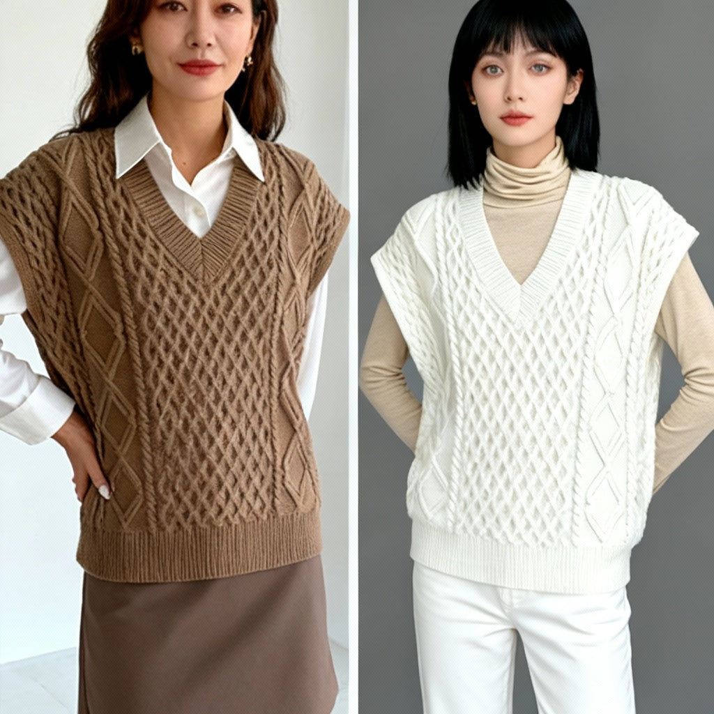 Plus Size Cozy Knit Sweater Vest – Autumn & Winter Collection