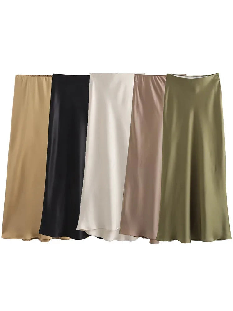 Satin Noir™ Midi Skirt