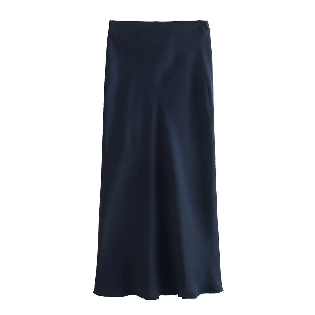 Satin Noir™ Midi Skirt
