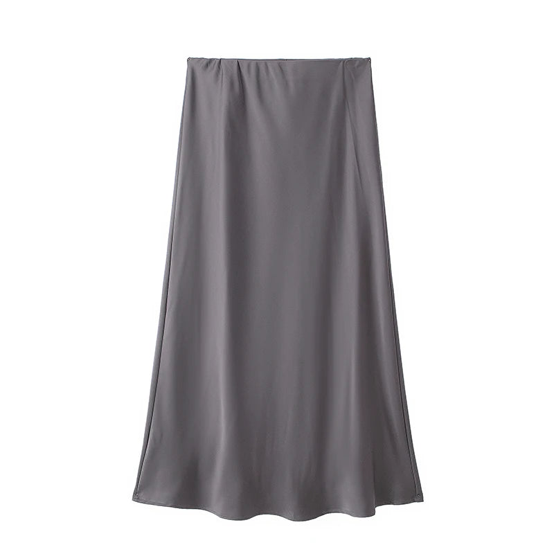 Satin Noir™ Midi Skirt