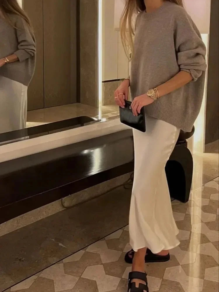 Satin Noir™ Midi Skirt