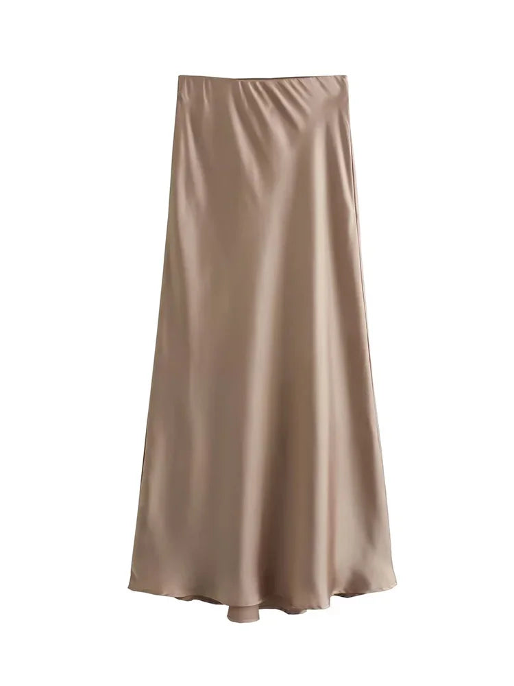 Satin Noir™ Midi Skirt