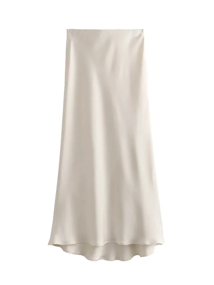 Satin Noir™ Midi Skirt