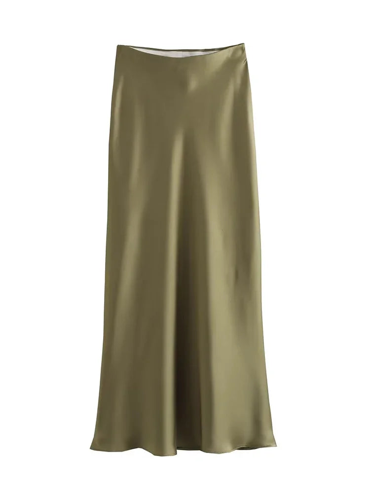 Satin Noir™ Midi Skirt