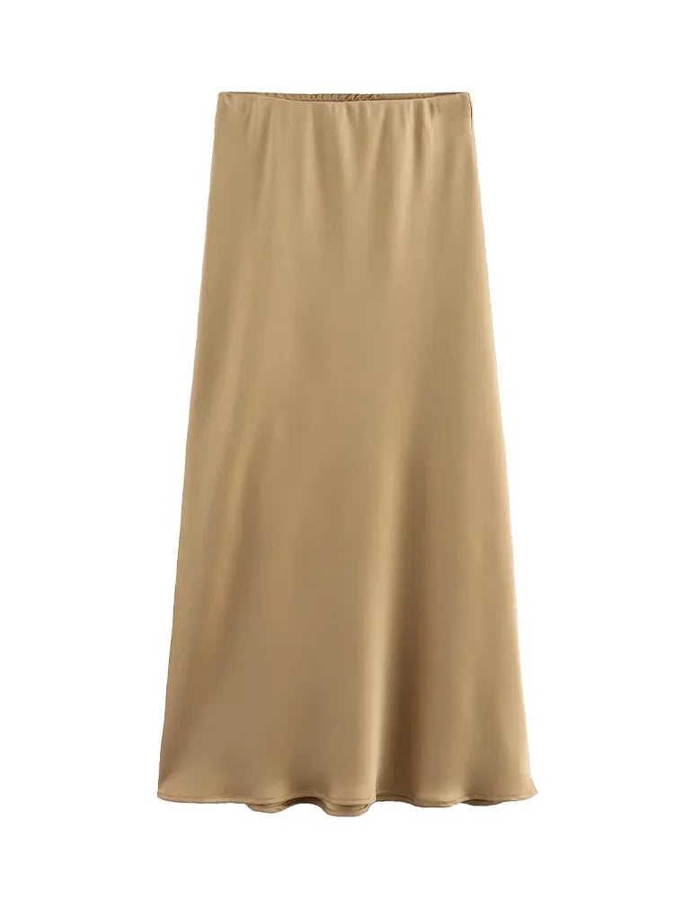 Satin Noir™ Midi Skirt