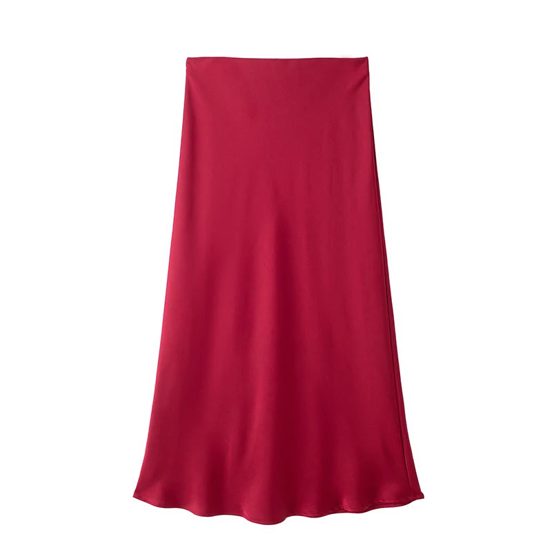 Satin Noir™ Midi Skirt