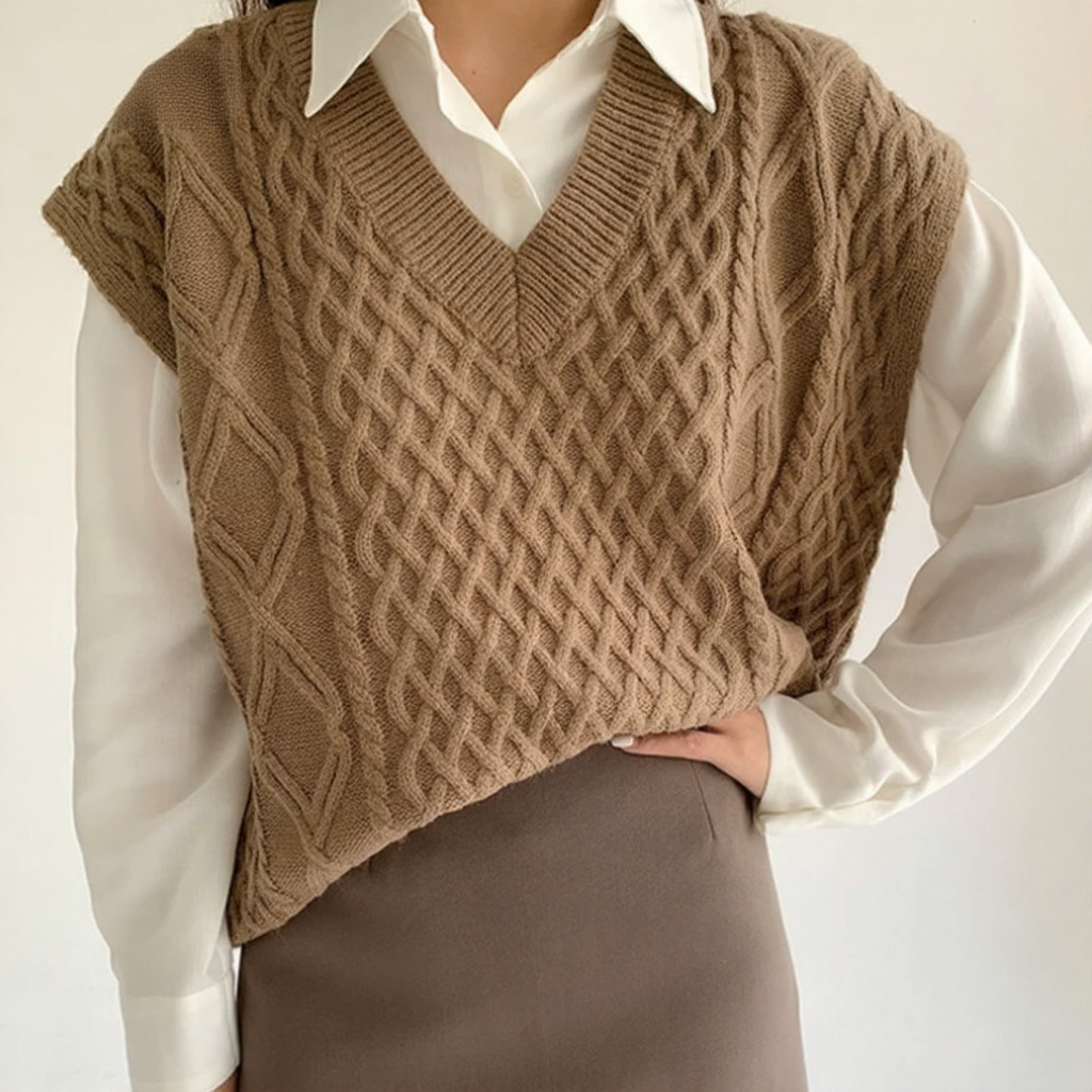 Plus Size Cozy Knit Sweater Vest – Autumn & Winter Collection